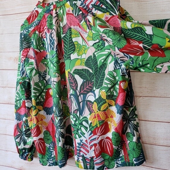 Boden 100% Cotton Heather Palm Leaf Paradise Tropical Jungle Blouse/Top - Picture 8 of 11